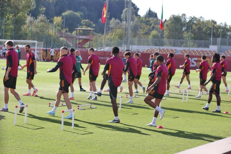 L'allenamento della Roma a Trigoria